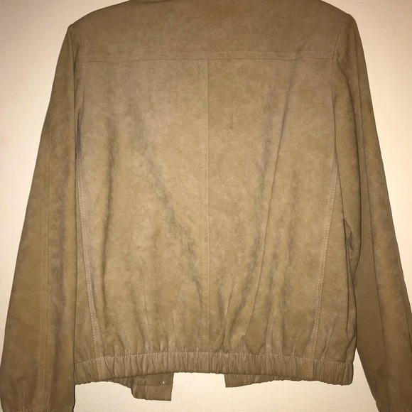 Olympic Fashions Ultrasuede Tan Bomber Jacket Men’s Size XL Vintage Style - Picture 11 of 16
